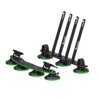  TreeFrog L2 Front Wheel Holder alongside a full bike rack system, demonstrating its compatibility with Elite 2 and Pro 2 bike racks for efficient transport