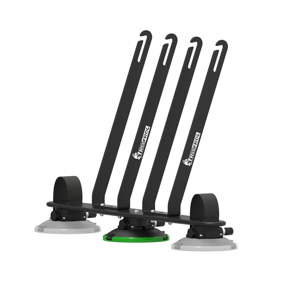 TreeFrog L2 Front Wheel Holder designed for Elite 2 and Pro 2 bike racks. Features a durable black frame with suction cup mounts for secure transport.