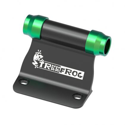 Black and green bracket with "reefroc" text, serving as a TreeFrog Universal Fork Mount Base Bracket.
