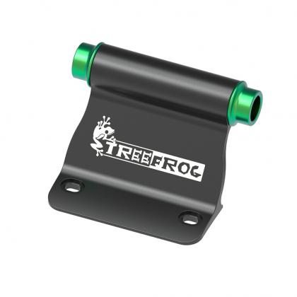 Black metal bracket for TreeFrog logo, designed for the Universal Fork Mount Base Bracket