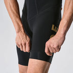 “Monton Nuova Luna black bibshorts with Paris HP chamois close-up”