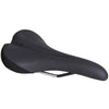 Frontal view of the black WTB Rocket Saddle, highlighting its sleek design and versatile functionality.
