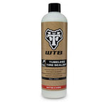 A bottle of WTB sealant, a reliable choice for cyclists who need to quickly and confidently repair tubeless tire punctures.