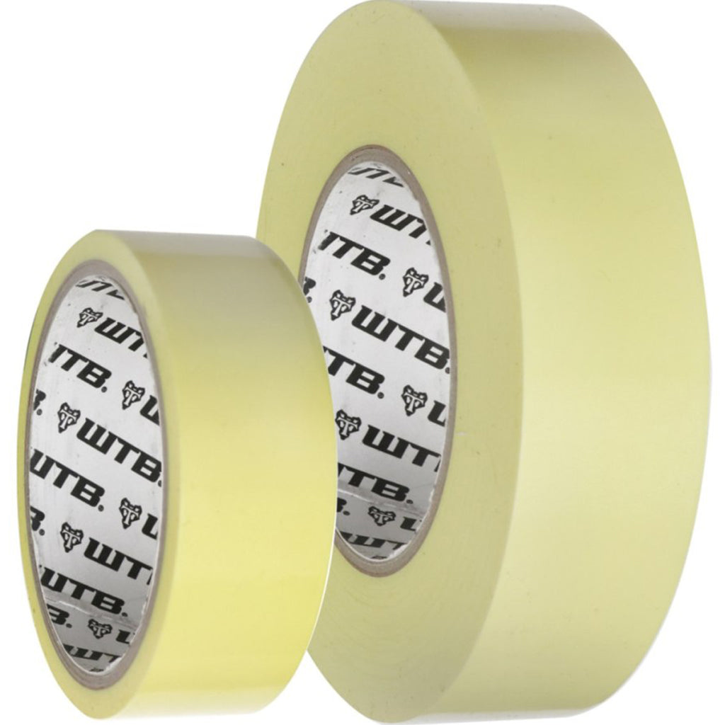 Close-up of the WTB brand rim tape, showing its specific width of 26mm and purpose for sealing tubeless wheels.