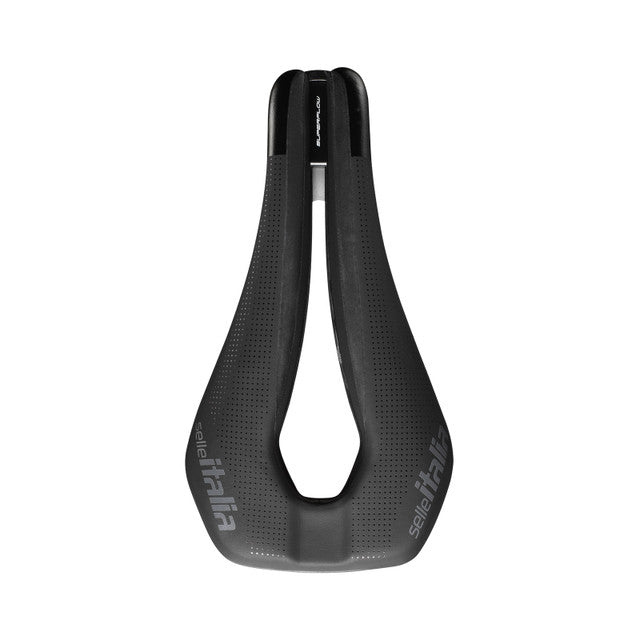 Top-down view of the Watt TI 316 Gel Superflow saddle with Superflow cutout and anti-slip surface