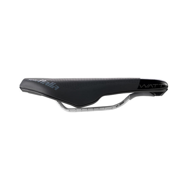  Profile of the Selle Italia Watt TI 316 triathlon saddle, showing TI 316 rails and wide nose design