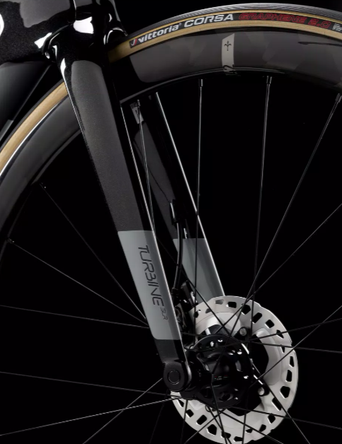 Close-up detail of a specific component on the Wilier Turbine SLR frameset, showcasing its high-quality construction, finish, and disc brake system.