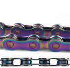 YBN S11 11-speed chain featuring solid pins, low-friction design, and durable rainbow finish for road and racing bike