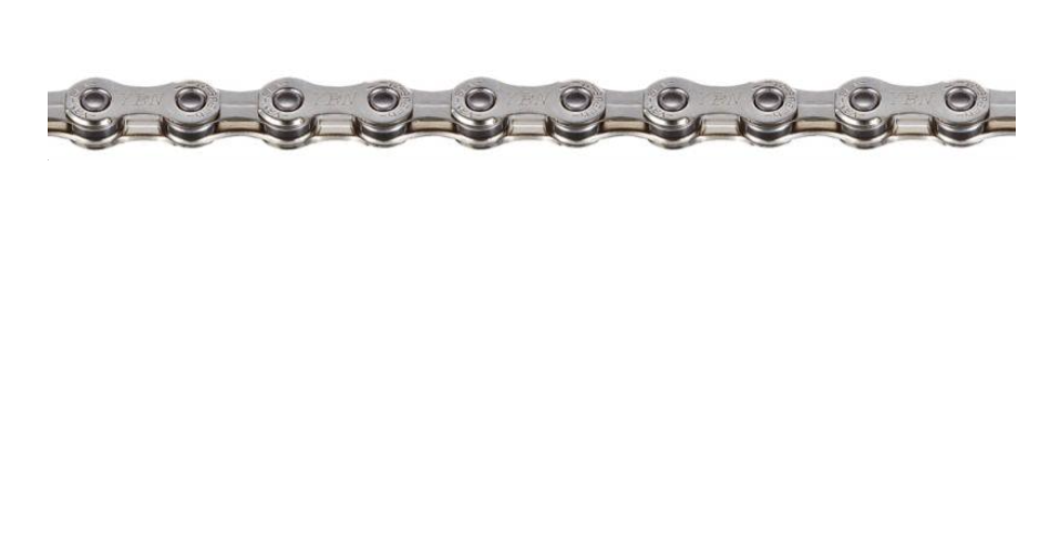YBN 12-speed lightweight bicycle chain with silver nitride finish and hollow pins