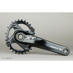Absolute Black oval narrow-wide chainring in black, angled view