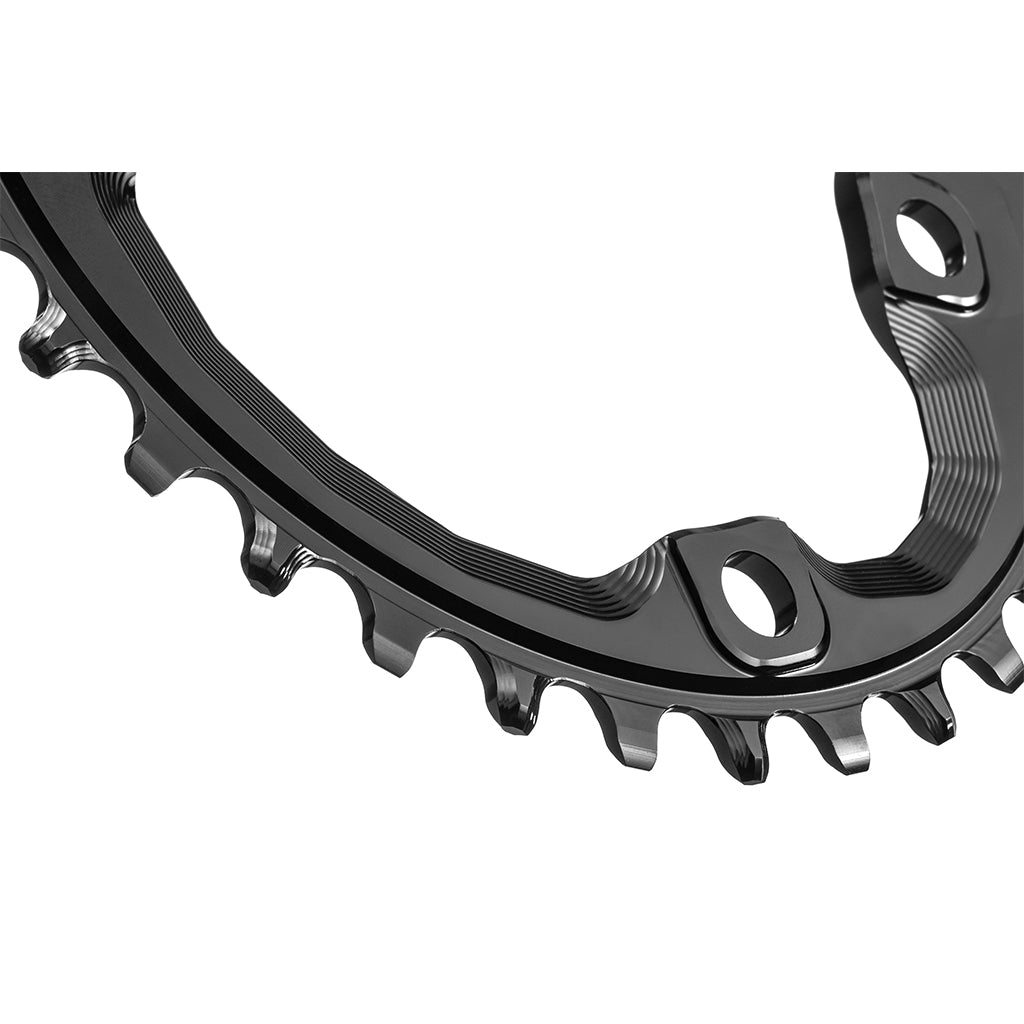 Absolute Black oval 96 BCD chainring built-in standoff detail