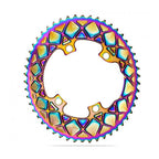 Absolute Black oval 110/4 outer road chainring in PVD Rainbow finish