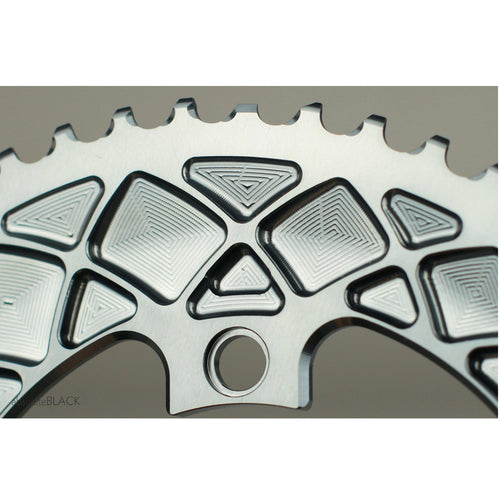 Absolute Black oval 110/5 road chainring detail view