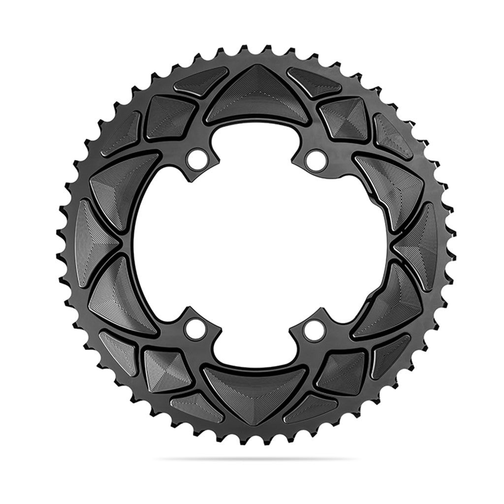 Absolute Black round 110/4 road chainring in black for Shimano 9100/8000
