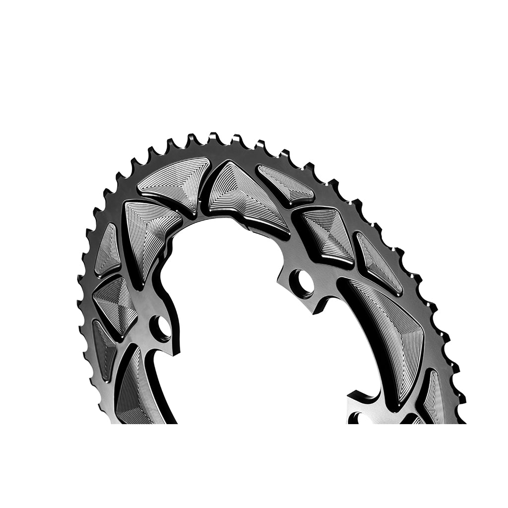 Absolute Black round 110/4 road chainring detail view