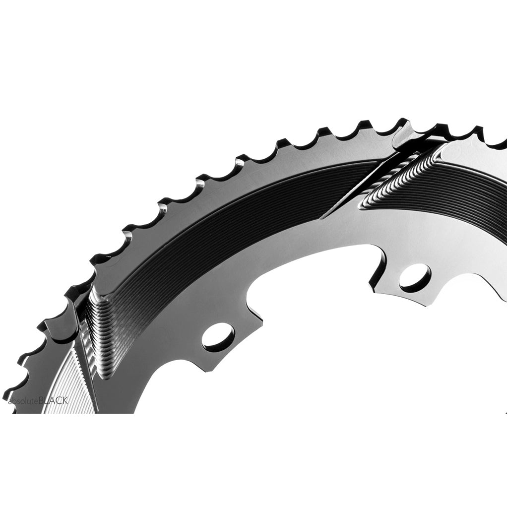Absolute Black round 110/4 road chainring profile detail