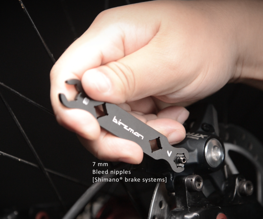 Technical illustration showing correct torque wrench angle when using the Birzman Flare Nut Wrench.