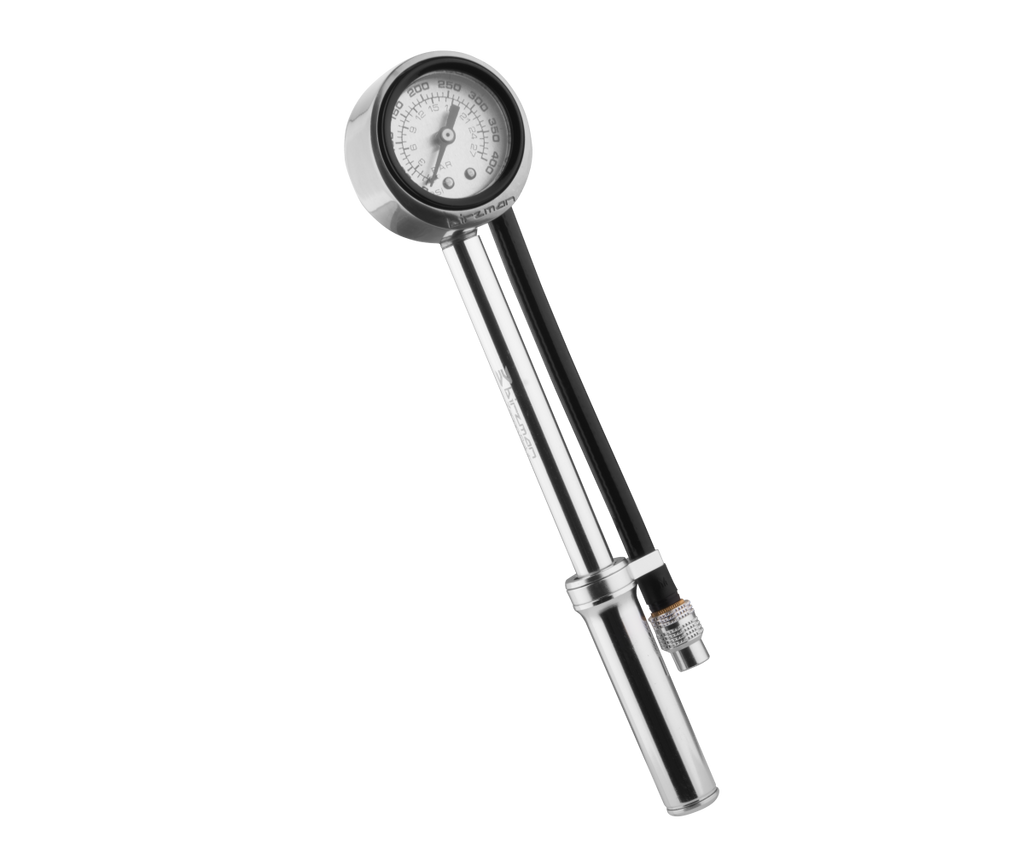 Birzman Salut Shock Pump (1.6 inch Gauge) with Air-Lock threaded valve head.