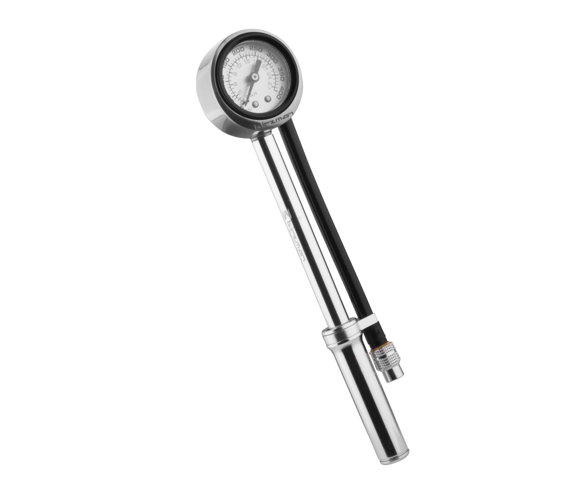 Birzman Salut Shock Pump (1.6 inch Gauge) with Air-Lock threaded valve head.