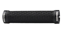 Black bicycle handlebar with a patterned grip, labeled as SRAM Handle Bar Grip Locking 