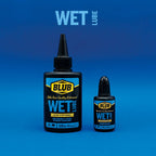 Blub Wet Lube family lineup showing the 120ml and 15ml bottles on a blue background with the product name.