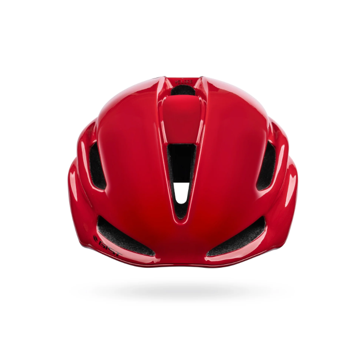 The Veloce red helmet, designed for cycling, fits securely on a bike and is available in small to medium sizes