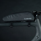 Close-up of Lezyne Aero Energy Caddy Top Tube Bag mounting straps and rivet system