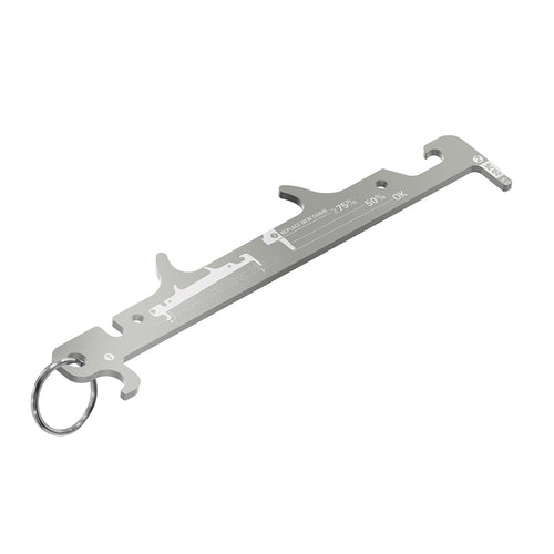 Multi-function bike chain wear checker with valve core tool

