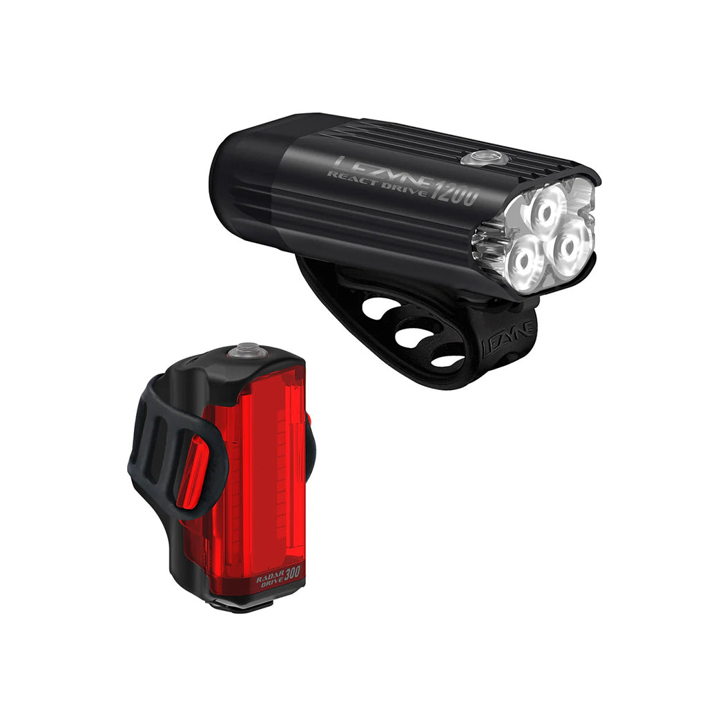 Lezyne Radar React front and rear light set with radar detection technology