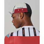 Monton Valore Linea Arte cycling cap in Stone Blue, three-quarter angle view.