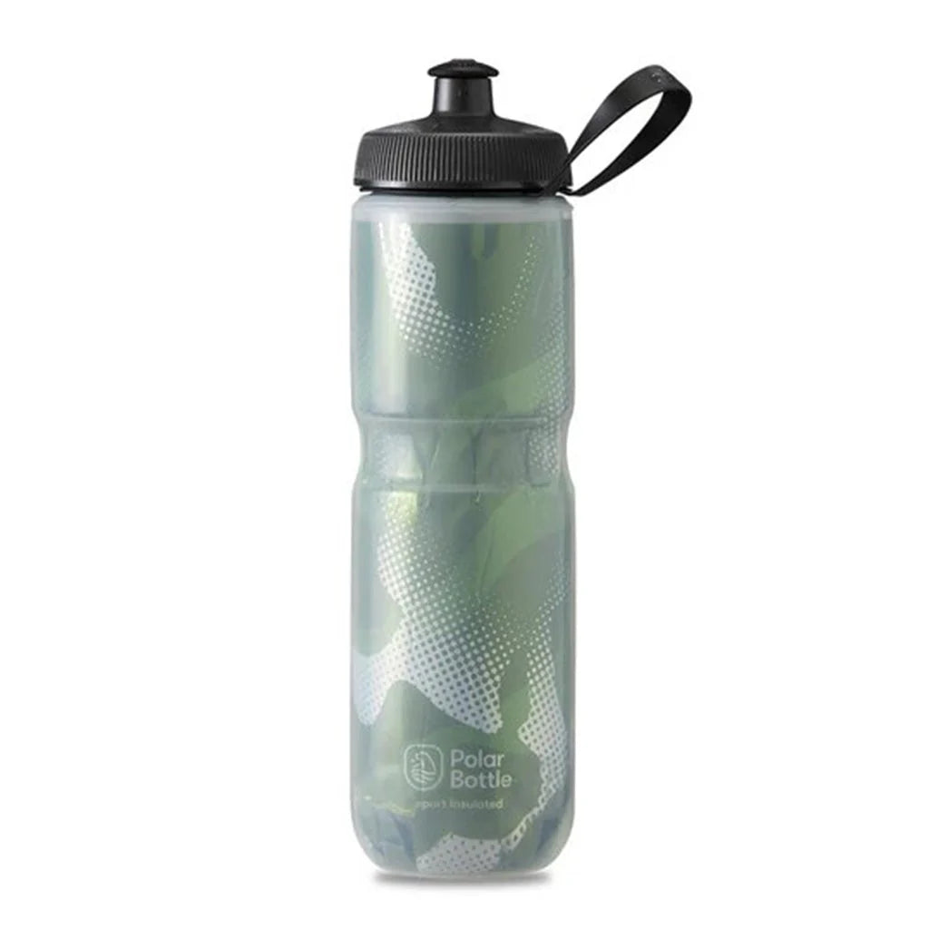Polar 24oz Sport Water Bottle – Leakproof insulated bottle in Olive Green and Silver with ergonomic grip and Dash Handle.