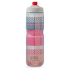 Close-up of the Bonfire Red/Orange Tartan design on the Polar Breakaway 710ml insulated cycling bottle, highlighting grip groove.