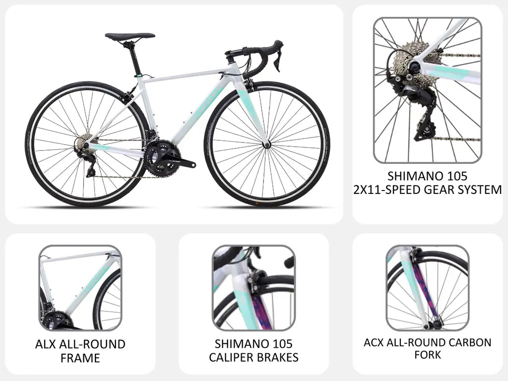 Shop Polygon Strattos S5 White Shimano 105 2x11 Road Bike