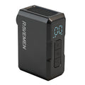Angled view of the Ravemen EP01 electric bike pump showing the digital PSI display and control buttons.