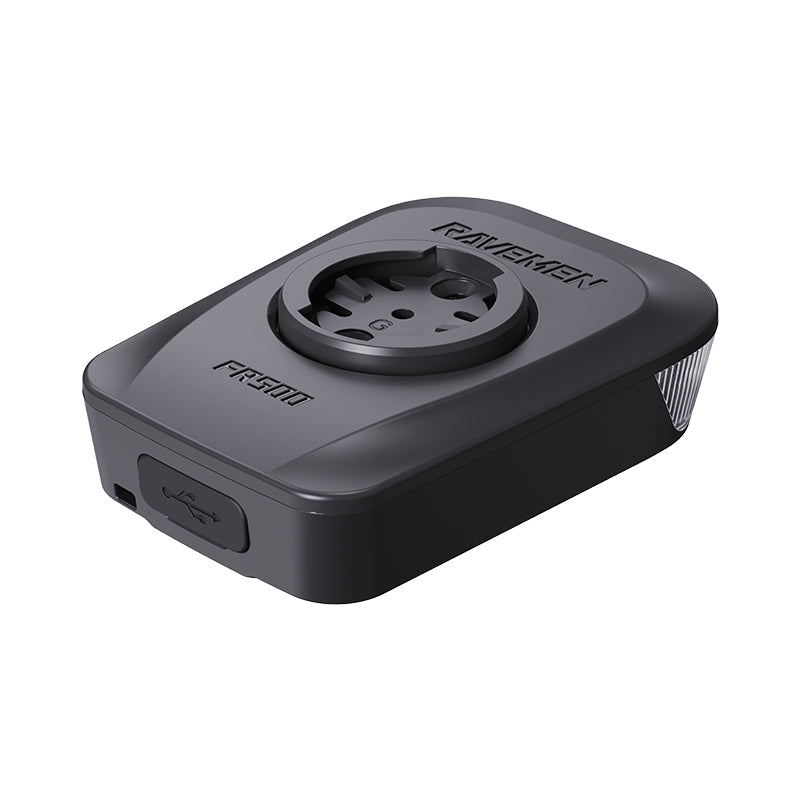 Top view of the Ravemen FR500 front light showing the USB-C charging port
