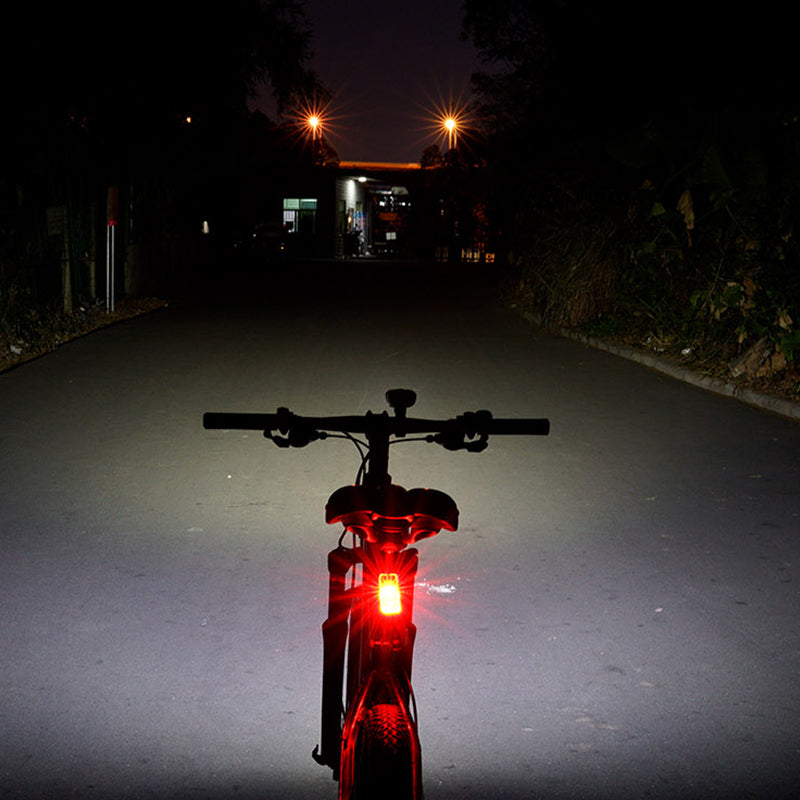 Ravemen PR2400 casting an anti-glare flood beam on a night street ride.