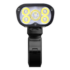 Ravemen PR2400 headlight powered on, showing all 5 LEDs illuminated at full brightness.