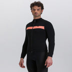Rear view of black and orange Santini jersey with elastic gripper