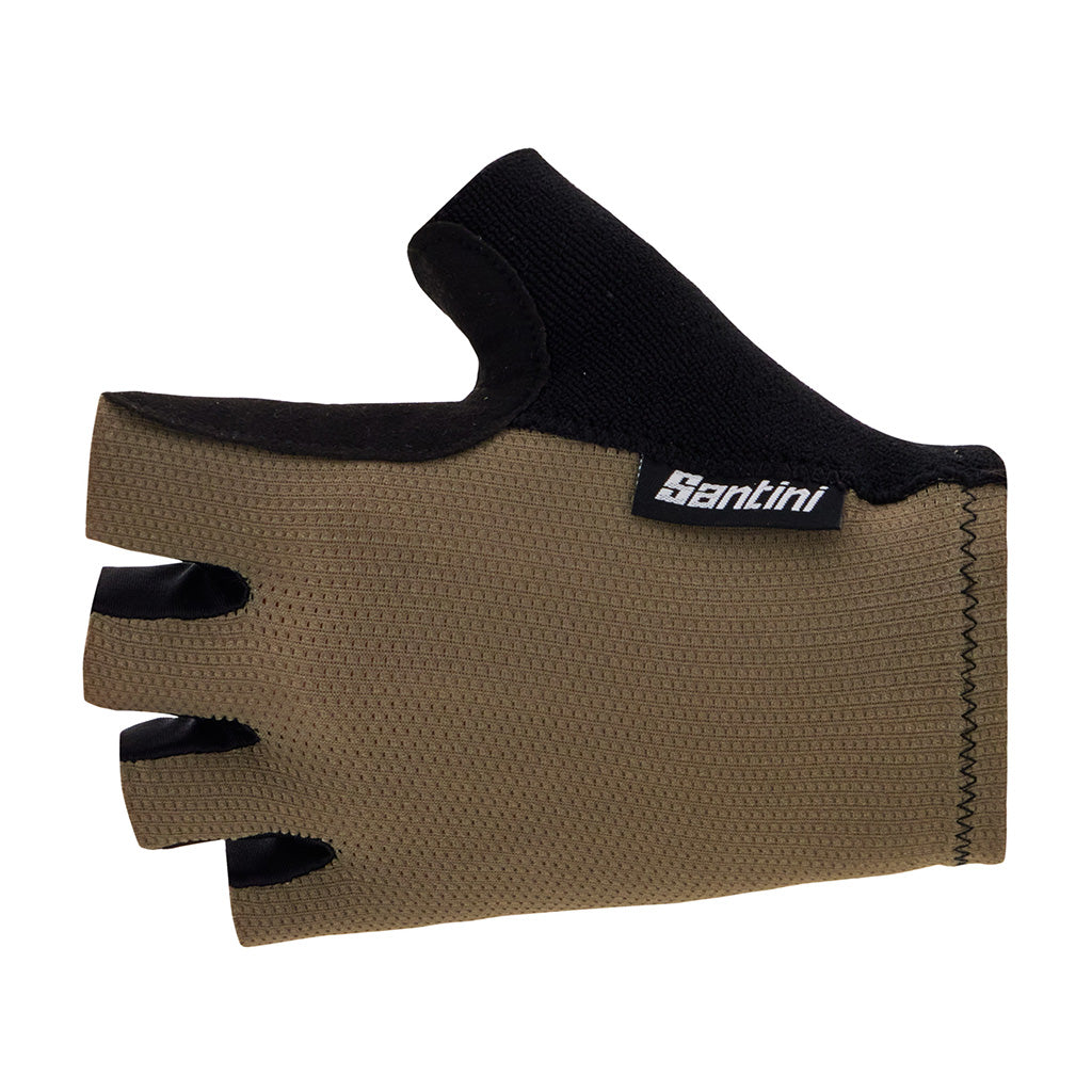Back view of Santini Brisk Mesh Gloves in Military Green with breathable mesh and Santini logo.