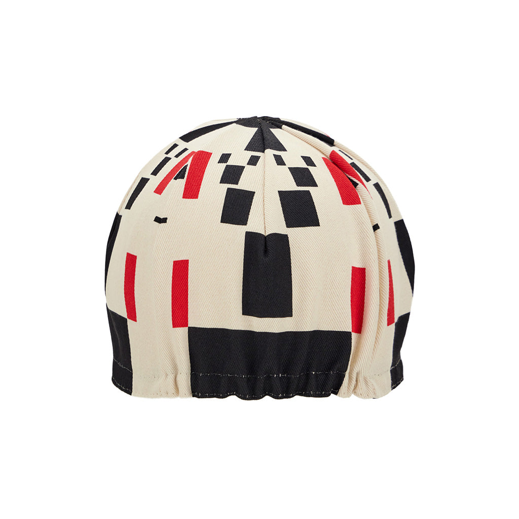 Close-up of the Santini Paris-Roubaix cycling cap fabric and print.