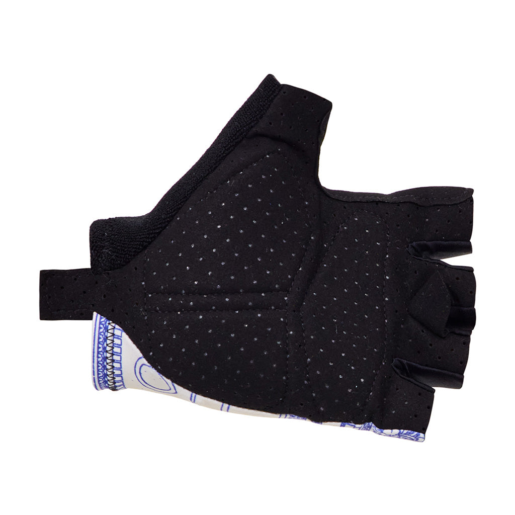 Santini Tour De France Arrivee Arc De Triomphe Gloves-Print showing the low cuff and Lycra back.