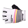 Back of the Santini Tour De France Grand Depart Bretagne cycling glove showing the white, black, orange and fuchsia striped design.