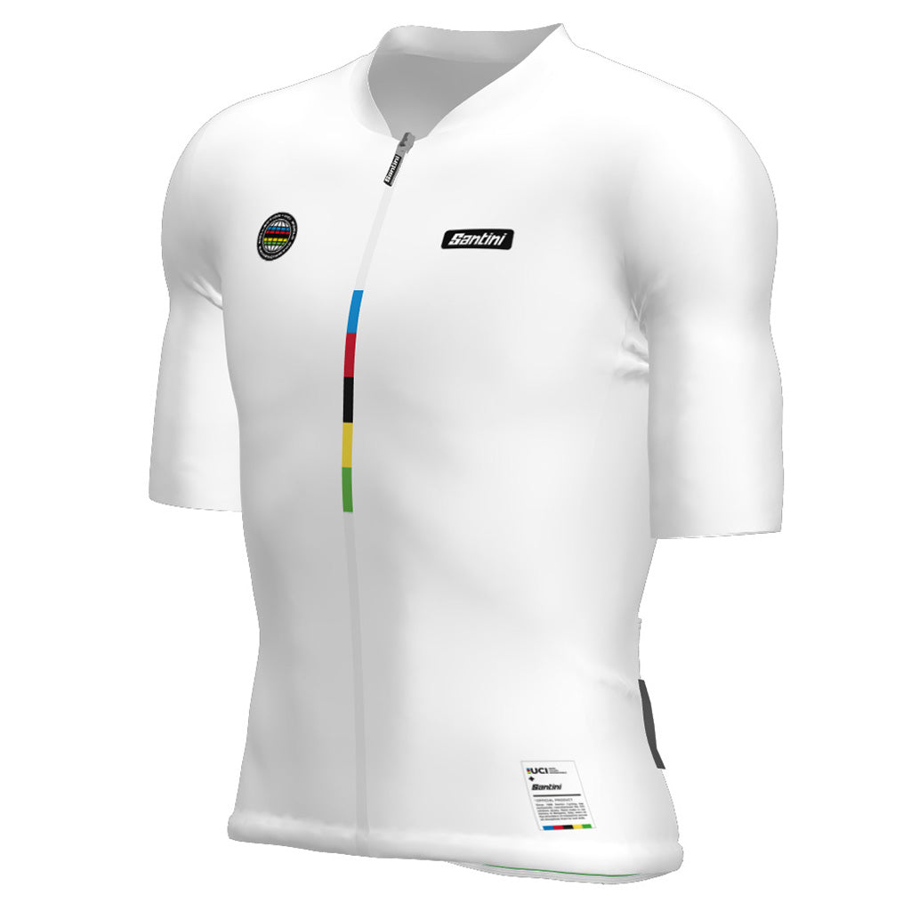 Santini UCI World Champion Mondo Unisex Jersey-White, side profile