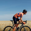 Close-up of Polartec Power Stretch 4-way stretch fabric on Santini jersey