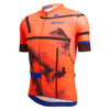 Front view of Santini Delta Berg jersey in flashy orange with raw cut sleeves