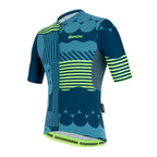 Front view of Santini Delta Optic jersey in fluo green with aero fit