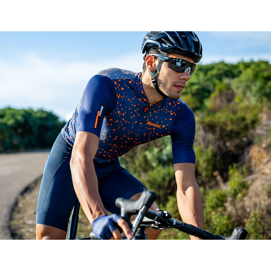 Rear mesh view of Santini jersey with Delta moisture-wicking panel