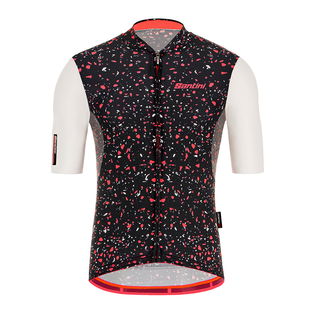 Santini Delta Pietra Jersey in Black – Slim Fit Polartec Fabric