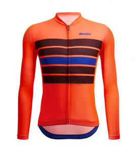 Santini Eco Sleek Bengal Long Sleeve Jersey-(Orange)