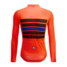 Back view of Santini Eco Sleek Bengal Long Sleeve Jersey Orange showing triple rear pockets

